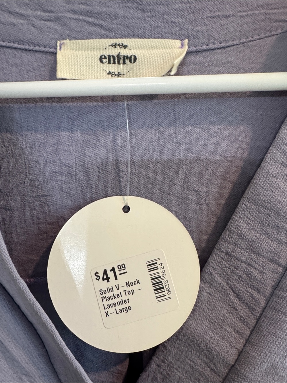 entro Dusty Lavender Split V-Neck Short Sleeve Blouse - Picture 2 of 3
